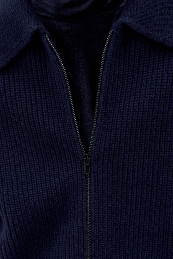 Filippa K L8HHT270 Bekleidung Marine Männer Strickjacke mit Kragen und Reißverschluss