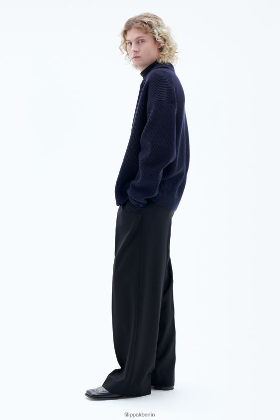 Filippa K L8HHT270 Bekleidung Marine Männer Strickjacke mit Kragen und Reißverschluss