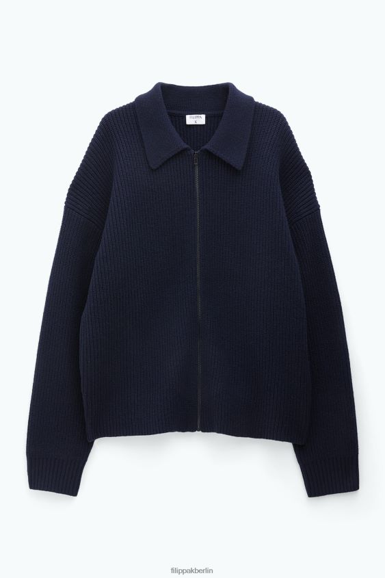 Filippa K L8HHT270 Bekleidung Marine Männer Strickjacke mit Kragen und Reißverschluss