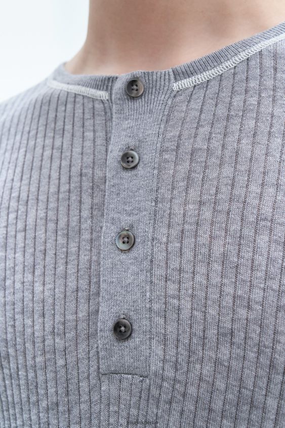 Filippa K L8HHT276 Bekleidung grau weiß Männer Leichter Ripppullover