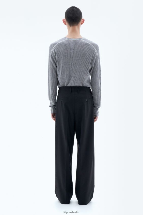 Filippa K L8HHT276 Bekleidung grau weiß Männer Leichter Ripppullover