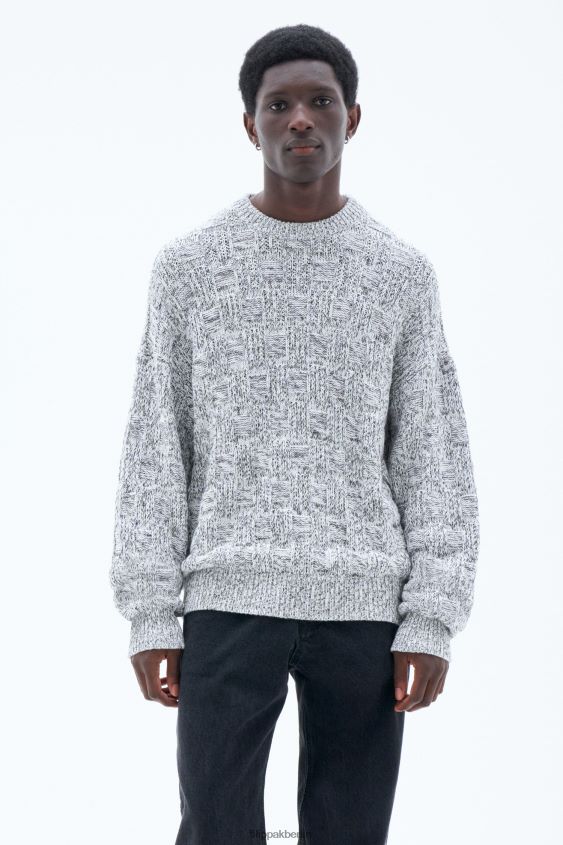 Filippa K L8HHT279 Bekleidung weiß schwarz Männer Quadratischer Strickpullover