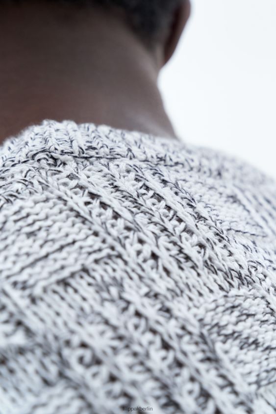 Filippa K L8HHT279 Bekleidung weiß schwarz Männer Quadratischer Strickpullover