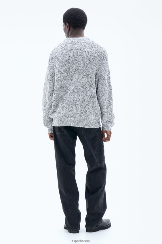 Filippa K L8HHT279 Bekleidung weiß schwarz Männer Quadratischer Strickpullover