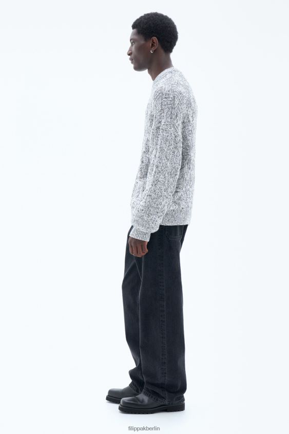 Filippa K L8HHT279 Bekleidung weiß schwarz Männer Quadratischer Strickpullover