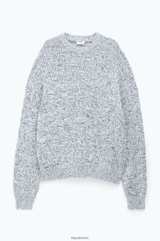 Filippa K L8HHT279 Bekleidung weiß schwarz Männer Quadratischer Strickpullover