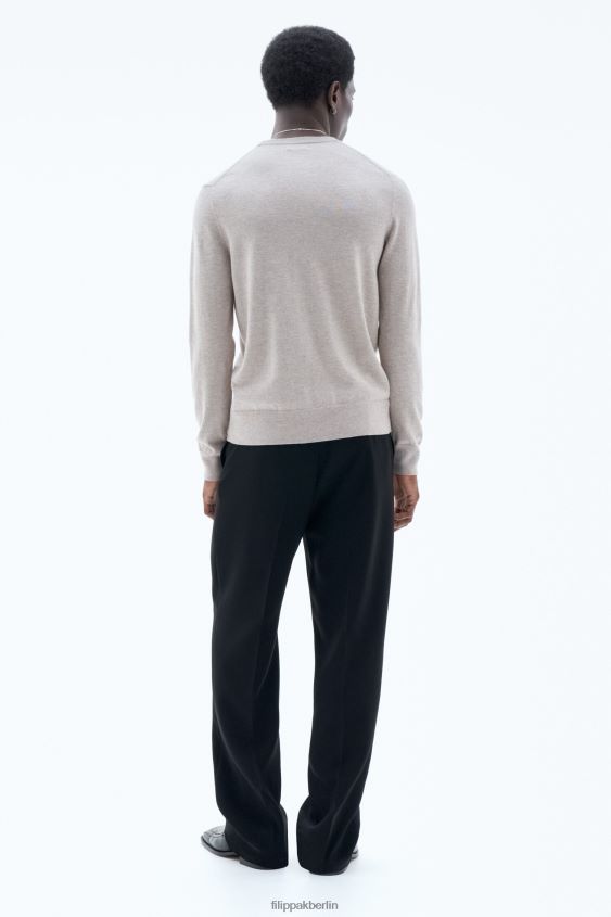 Filippa K L8HHT280 Bekleidung Beige-Melange Männer Pullover aus Merinowolle aus Baumwolle