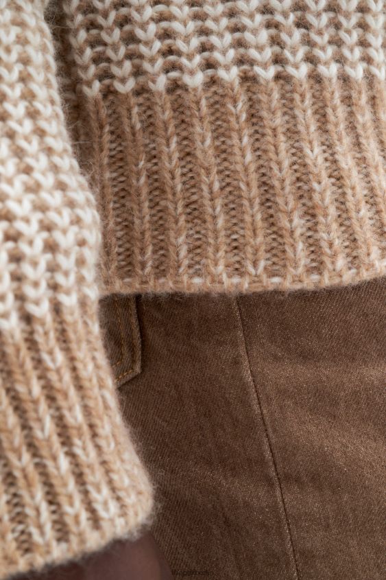 Filippa K L8HHT284 Bekleidung Kamel/Weiß Männer zweifarbiger Pullover