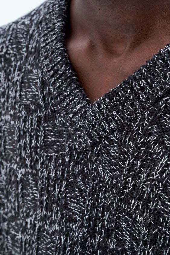 Filippa K L8HHT285 Bekleidung Schwarz-Weiss Männer Quadratische Strickweste