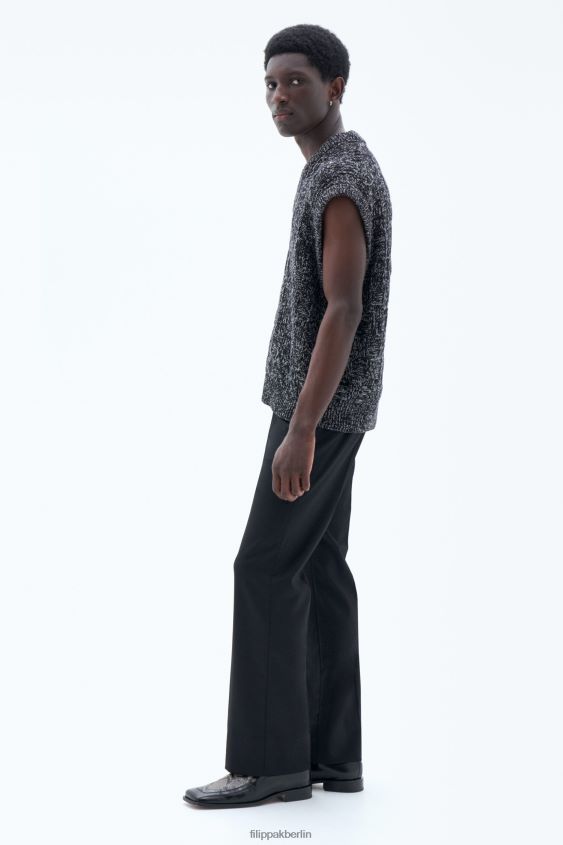 Filippa K L8HHT285 Bekleidung Schwarz-Weiss Männer Quadratische Strickweste