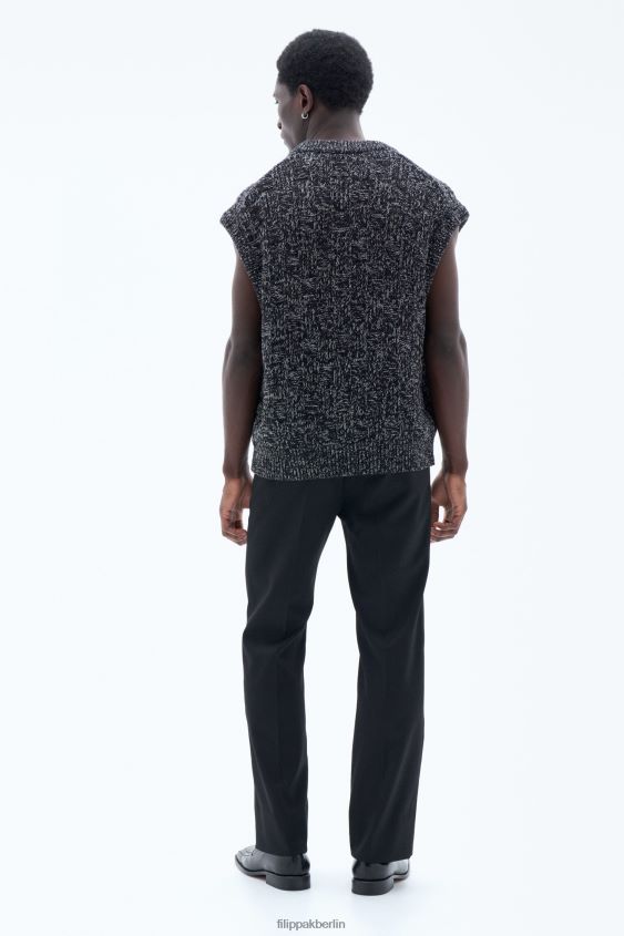 Filippa K L8HHT285 Bekleidung Schwarz-Weiss Männer Quadratische Strickweste