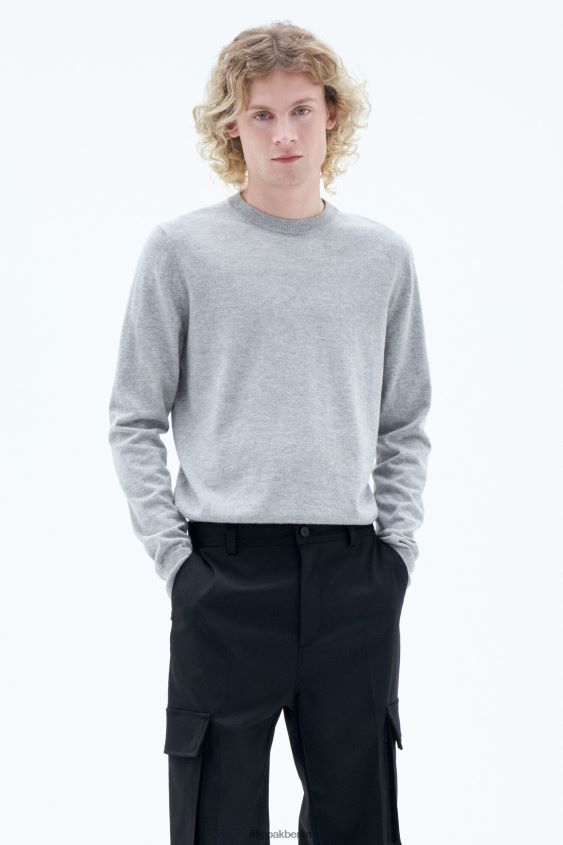 Filippa K L8HHT288 Bekleidung hellgrau meliert Männer Pullover aus Merinowolle aus Baumwolle