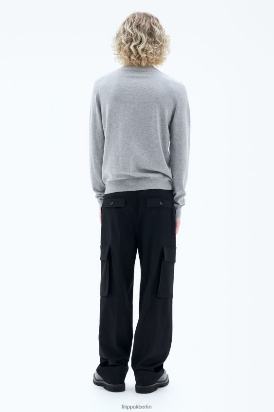 Filippa K L8HHT288 Bekleidung hellgrau meliert Männer Pullover aus Merinowolle aus Baumwolle