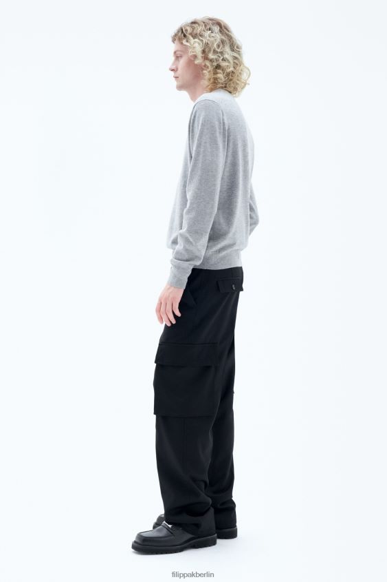 Filippa K L8HHT288 Bekleidung hellgrau meliert Männer Pullover aus Merinowolle aus Baumwolle