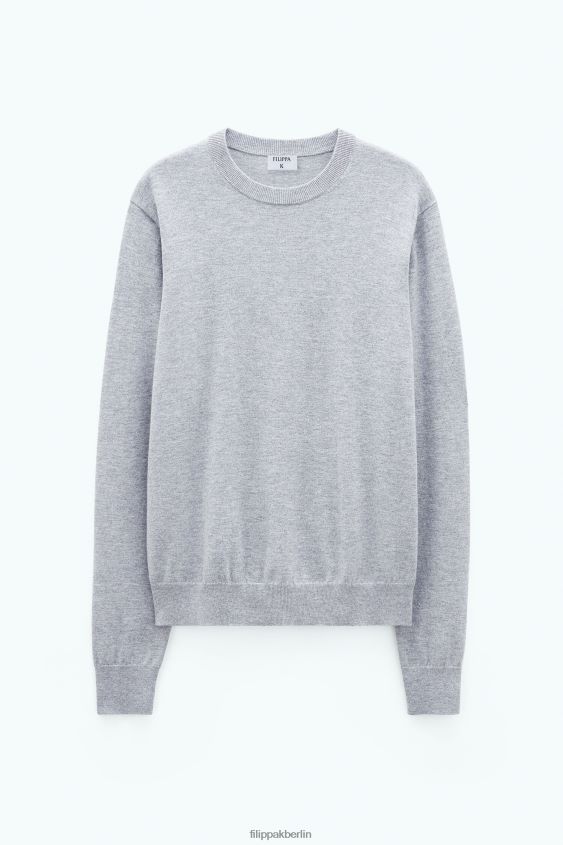 Filippa K L8HHT288 Bekleidung hellgrau meliert Männer Pullover aus Merinowolle aus Baumwolle