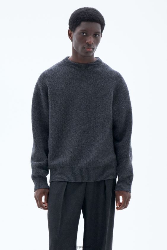 Filippa K L8HHT289 Bekleidung Anthrazit-Melange Männer Strukturpullover