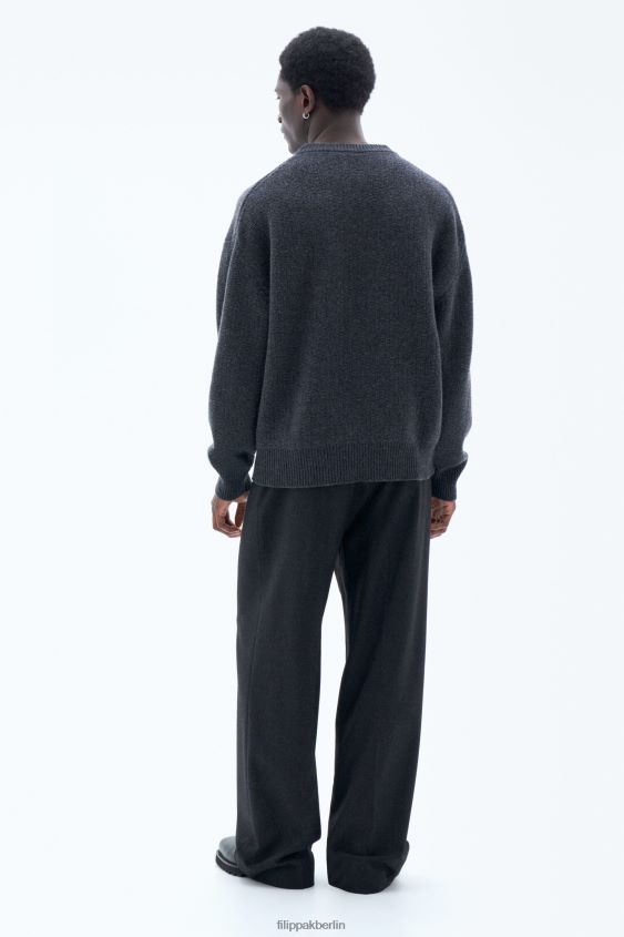 Filippa K L8HHT289 Bekleidung Anthrazit-Melange Männer Strukturpullover