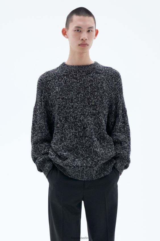 Filippa K L8HHT295 Bekleidung Schwarz-Weiss Männer Quadratischer Strickpullover