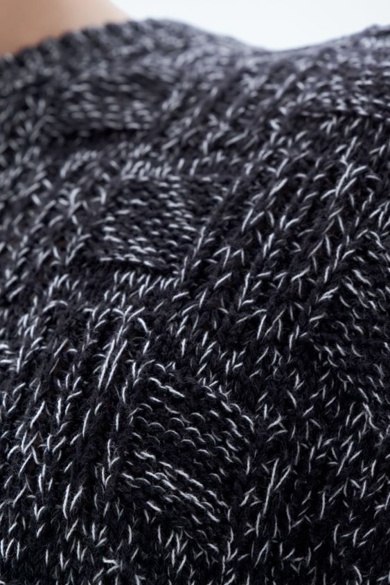 Filippa K L8HHT295 Bekleidung Schwarz-Weiss Männer Quadratischer Strickpullover