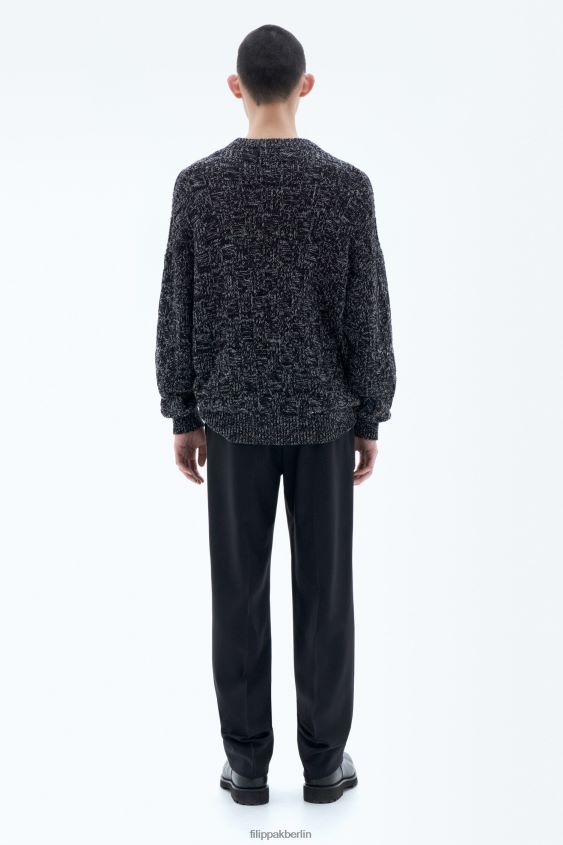 Filippa K L8HHT295 Bekleidung Schwarz-Weiss Männer Quadratischer Strickpullover