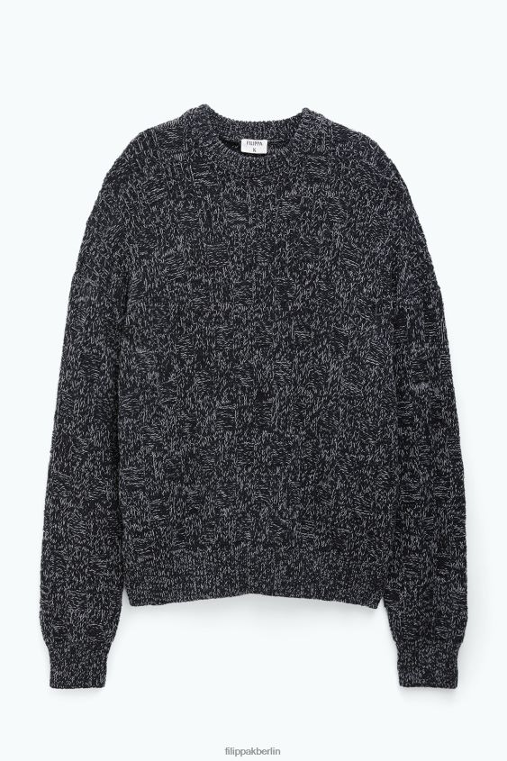 Filippa K L8HHT295 Bekleidung Schwarz-Weiss Männer Quadratischer Strickpullover