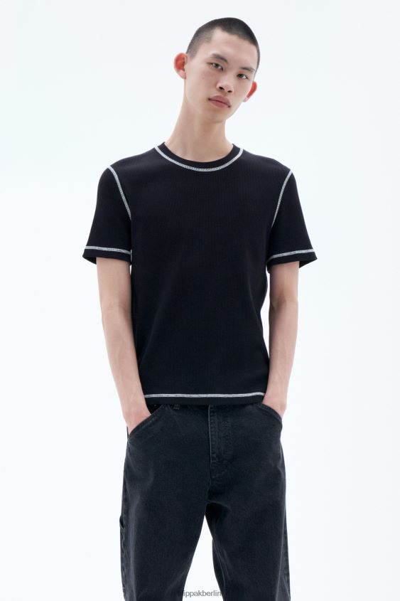 Filippa K L8HHT298 Bekleidung Schwarz Männer T-Shirt aus Baumwollripp