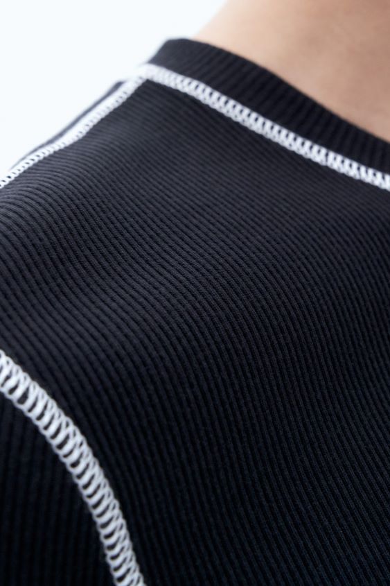 Filippa K L8HHT298 Bekleidung Schwarz Männer T-Shirt aus Baumwollripp