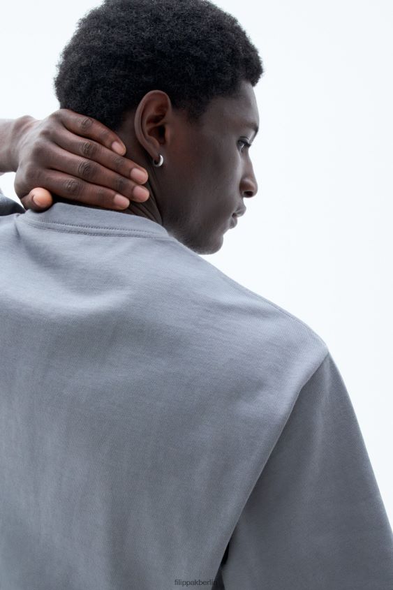 Filippa K L8HHT300 Bekleidung rauchgrün Männer Schweres T-Shirt mit Rundhalsausschnitt