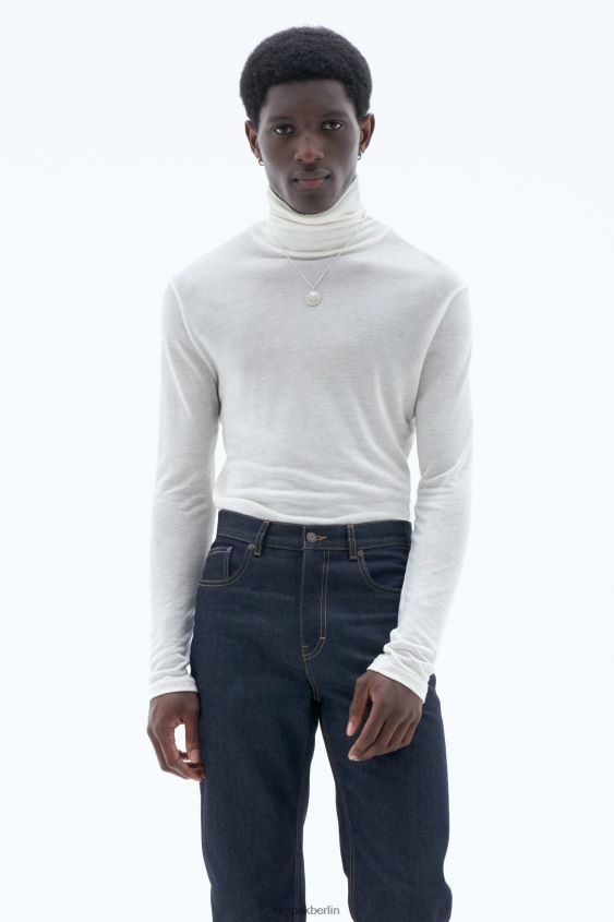 Filippa K L8HHT302 Bekleidung weiße Kreide Männer Jersey-Top mit Rollkragen