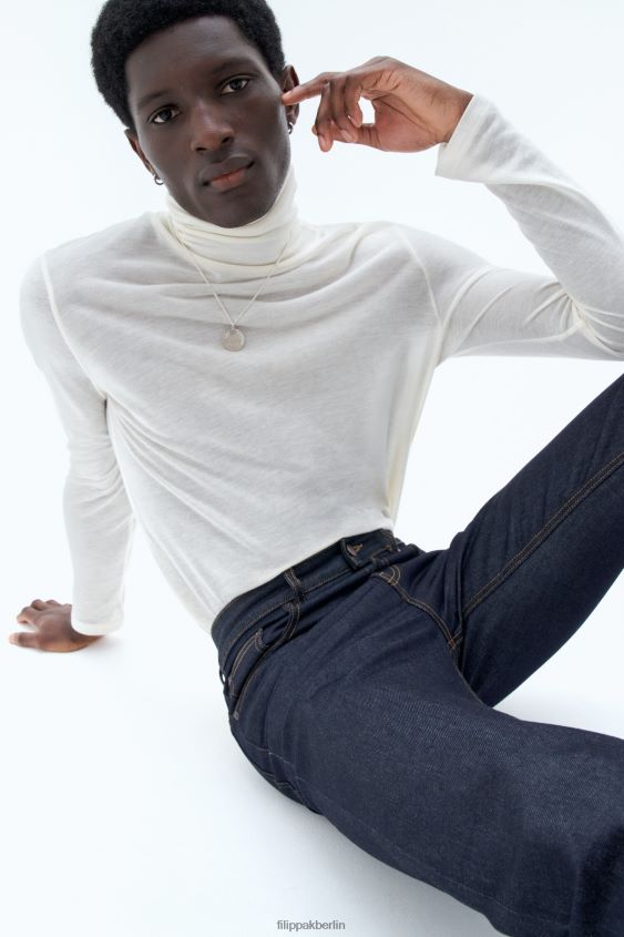 Filippa K L8HHT302 Bekleidung weiße Kreide Männer Jersey-Top mit Rollkragen
