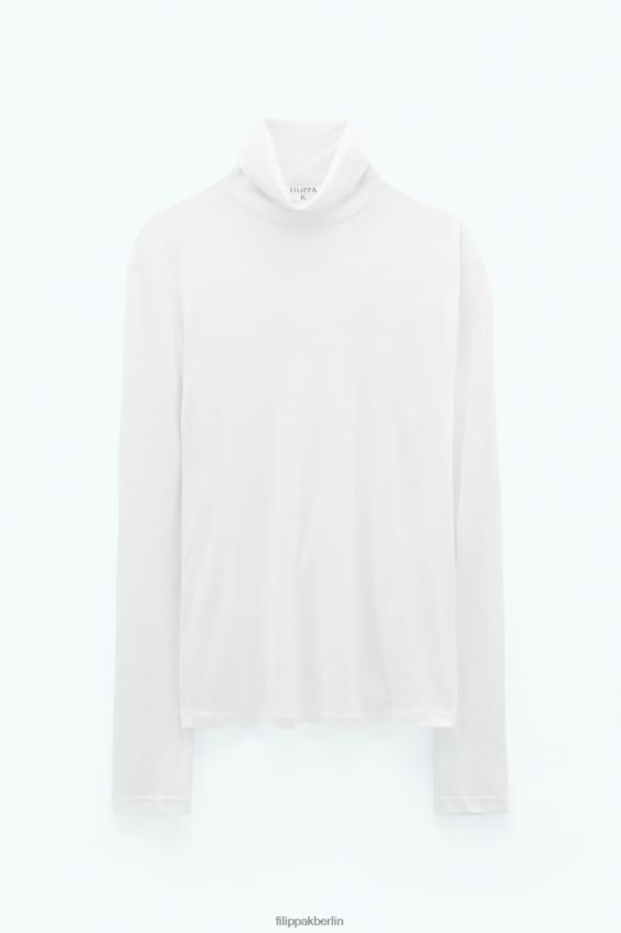 Filippa K L8HHT302 Bekleidung weiße Kreide Männer Jersey-Top mit Rollkragen