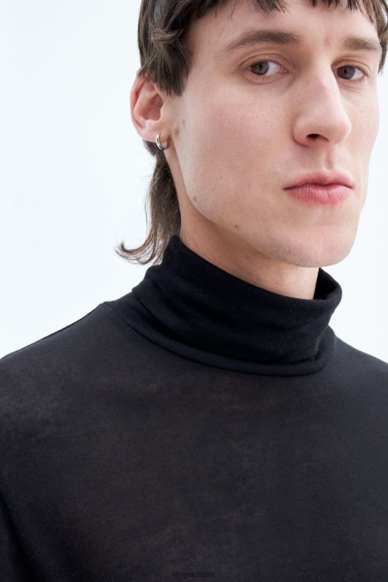 Filippa K L8HHT303 Bekleidung Schwarz Männer Jersey-Top mit Rollkragen