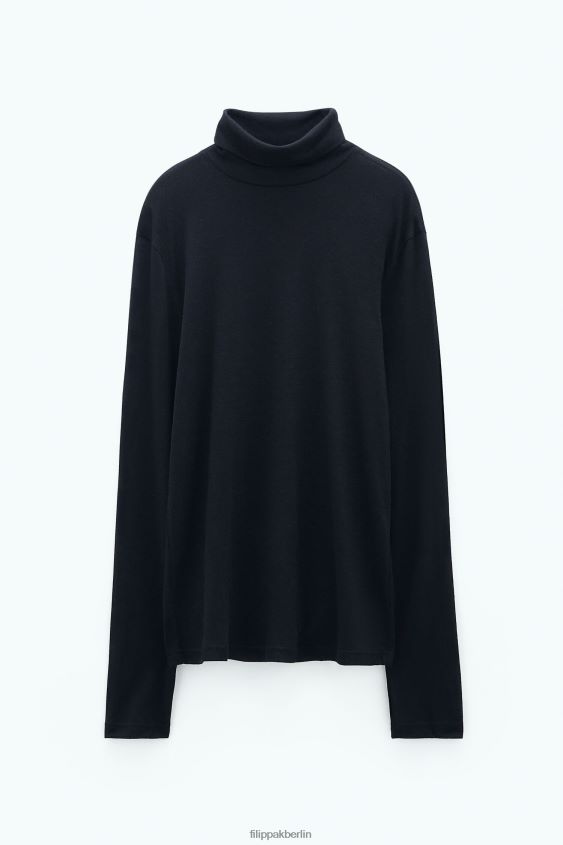 Filippa K L8HHT303 Bekleidung Schwarz Männer Jersey-Top mit Rollkragen