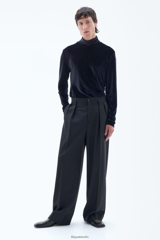 Filippa K L8HHT304 Bekleidung Schwarz Männer Rollkragenoberteil aus Samt
