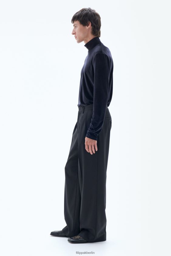 Filippa K L8HHT304 Bekleidung Schwarz Männer Rollkragenoberteil aus Samt