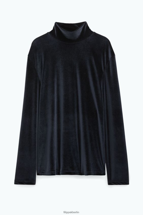 Filippa K L8HHT304 Bekleidung Schwarz Männer Rollkragenoberteil aus Samt