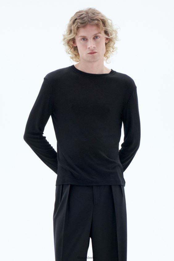 Filippa K L8HHT305 Bekleidung Schwarz Männer Lounge-Langarm-T-Shirt