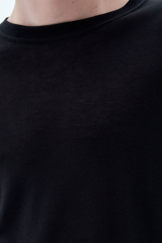 Filippa K L8HHT305 Bekleidung Schwarz Männer Lounge-Langarm-T-Shirt
