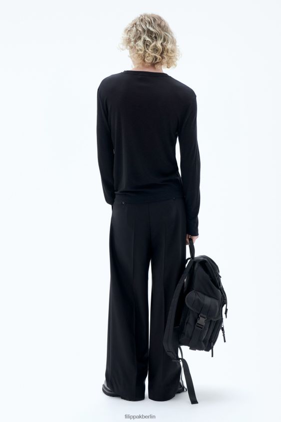 Filippa K L8HHT305 Bekleidung Schwarz Männer Lounge-Langarm-T-Shirt