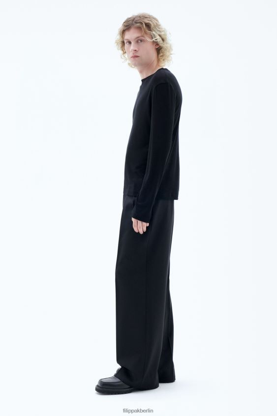 Filippa K L8HHT305 Bekleidung Schwarz Männer Lounge-Langarm-T-Shirt