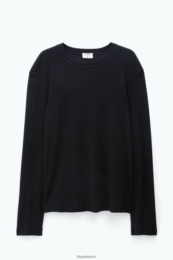 Filippa K L8HHT305 Bekleidung Schwarz Männer Lounge-Langarm-T-Shirt