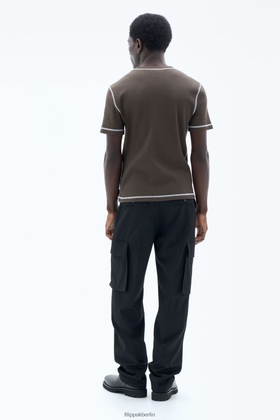 Filippa K L8HHT306 Bekleidung Waldgrün Männer T-Shirt aus Baumwollripp