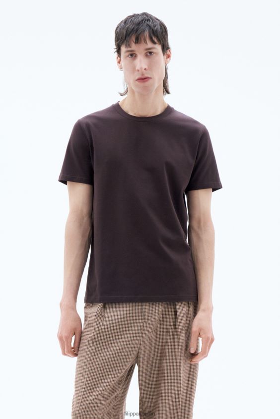 Filippa K L8HHT309 Bekleidung dunkle Schokolade Männer T-Shirt aus Stretch-Baumwolle