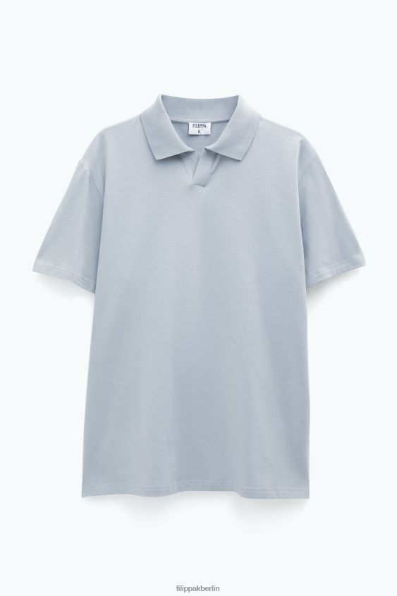 Filippa K L8HHT311 Bekleidung Federgrau Männer Polo-T-Shirt aus Stretch-Baumwolle