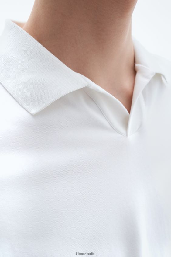 Filippa K L8HHT314 Bekleidung Weiß Männer Polo-T-Shirt aus Stretch-Baumwolle