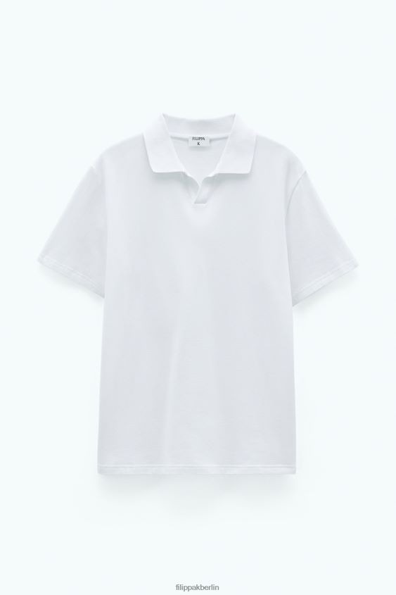 Filippa K L8HHT314 Bekleidung Weiß Männer Polo-T-Shirt aus Stretch-Baumwolle