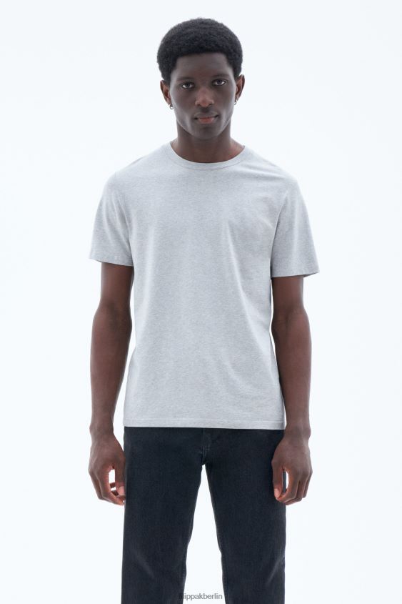 Filippa K L8HHT316 Bekleidung hellgrau meliert Männer T-Shirt aus Stretch-Baumwolle