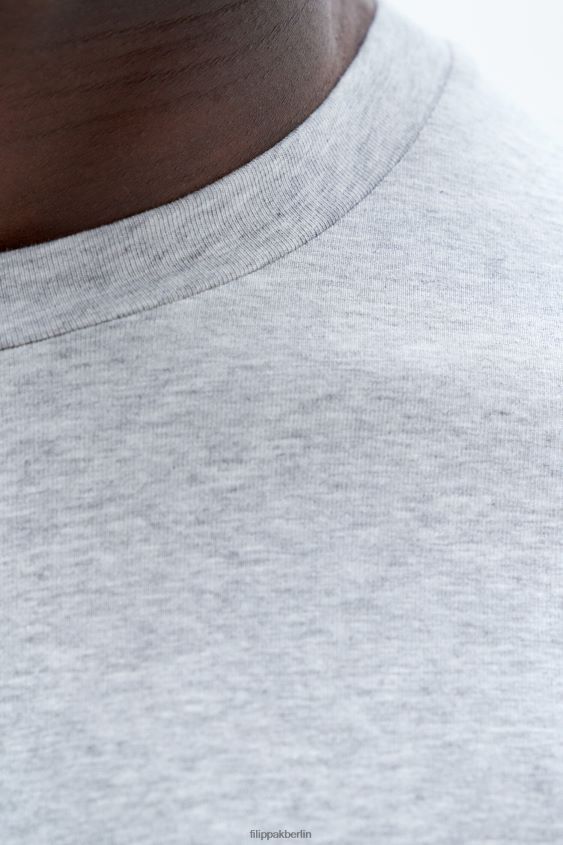 Filippa K L8HHT316 Bekleidung hellgrau meliert Männer T-Shirt aus Stretch-Baumwolle