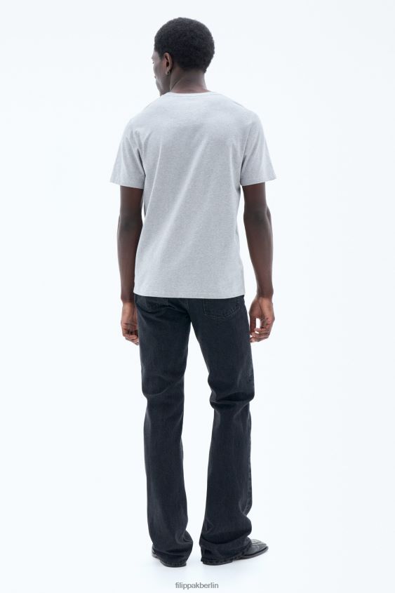 Filippa K L8HHT316 Bekleidung hellgrau meliert Männer T-Shirt aus Stretch-Baumwolle