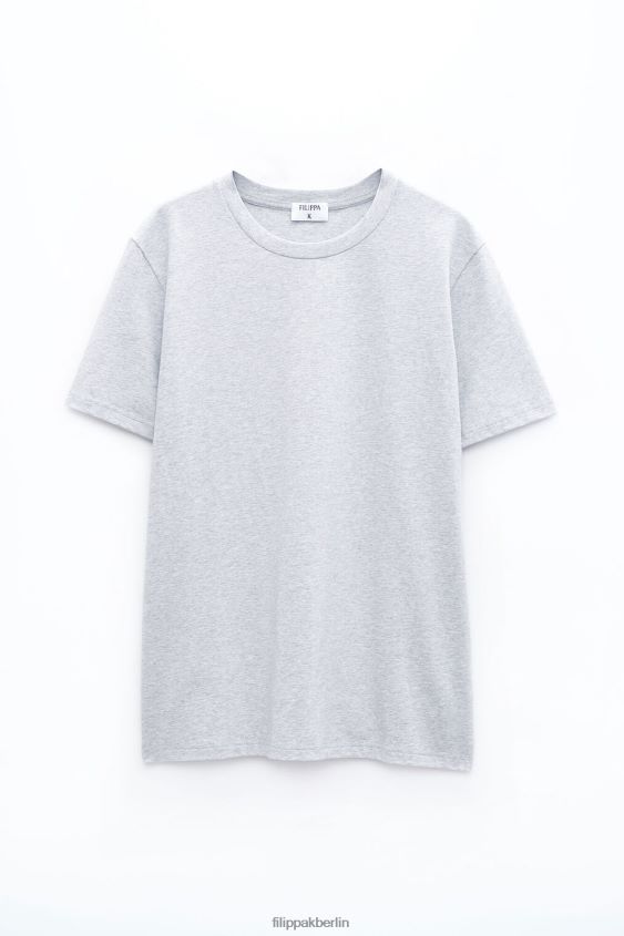 Filippa K L8HHT316 Bekleidung hellgrau meliert Männer T-Shirt aus Stretch-Baumwolle